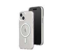 RhinoShield Clear Case Compatible with Magsafe for [iPhone 15] | Superior magnetic, Advanced Yellowing Resistance, Crystal Clear, Protective and Customizable Clear Phone Case - White Camera Ring