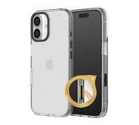 RhinoShield Clear Case with Camera Control Capture Button Compatible with [iPhone 16] | Advanced Yellowing Resistance, High Transparency, Protective Phone Case - Black Camera Ring