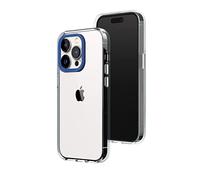RhinoShield Crystal Clear Case Compatible with [iPhone 14 Pro] | Advanced Yellowing Resistance, High Transparency, Protective and Customizable Clear Phone Case - Cobalt Blue Camera Ring