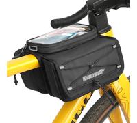 Rhinowalk Borsa per telaio anteriore della bicicletta, impermeabile, adatta per smartphone, accessori da ciclismo professionali, colore nero