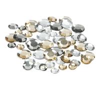 Rhinstone, size 6+9+12 mm, silver harmony, round, 360asstd