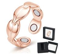 RhiVrillion Anello Magnetico Regolabile in Rame Puro, Design Aperto Universale con 7 Magneti, Gioiello Comodo per l’Uso Quotidiano