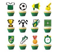 RhiVrillion Decorazioni Torta Calcio Mondiale, 12 Stili Diversi, 36 Pezzi, Topper per Cupcake e Torta Compleanno, Set Decorazione Dolci
