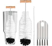 RhiVrillion Kit di 3 Spazzole per Pulizia: per Bottiglie Alte, Cannucce e Fessure | Scovolino per Borraccia, Bottiglie e Spazi Stretti | Lavaggio Completo e Profondo