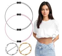 RhiVrillion Set di 4 fasce stringivita da donna: fasce stringivita regolabili, estensori per camicette, fermamaniche invisibili per camicie, maglioni e t-shirt