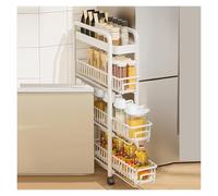 RHJOPL Carrello portaoggetti sottile,carrello da cucina con ruote,carrello for lavanderia sottile con maniglia,carrello estraibile sottile a 3-5 livelli,for ingresso(White,90x40x16cm)