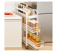 RHJOPL Carrello portaoggetti sottile,carrello da cucina con ruote,carrello for lavanderia sottile con maniglia,carrello estraibile sottile a 3-5 livelli,for ingresso(White,69x40x15cm)