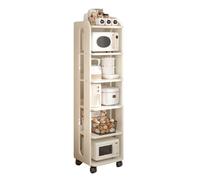 RHJOPL Carrello Portaoggetti Sottile,carrello Estraibile Sottile A 3-5 Livelli,carrello Da Cucina Con Ruote,ripiano In Legno Accanto Al Frigorifero,for Piccoli Spazi(White,26x46x159.5cm)