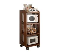 RHJOPL Carrello Portaoggetti Sottile,carrello Estraibile Sottile A 3-5 Livelli,carrello Da Cucina Con Ruote,ripiano In Legno Accanto Al Frigorifero,for Piccoli Spazi(Walnut,26x46x99.5cm)