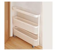 RHJOPL Carrello Sottile Con Ruote,dispensa Da Cucina Compatta,carrello Portaoggetti Ultrasottile Con Ruote,carrello Estraibile Sottile Con 3-5 Ripiani,for Piccoli Spazi(White,69x40x19cm)