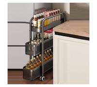 RHJOPL Carrello Sottile Con Ruote,dispensa Da Cucina Compatta,carrello Portaoggetti Ultrasottile Con Ruote,carrello Estraibile Sottile Con 3-5 Ripiani,for Piccoli Spazi(Black,69x40x19cm)