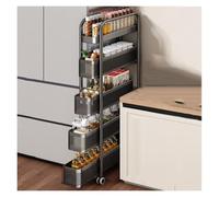 RHJOPL Carrello Sottile Con Ruote,dispensa Da Cucina Compatta,carrello Portaoggetti Ultrasottile Con Ruote,carrello Estraibile Sottile Con 3-5 Ripiani,for Piccoli Spazi(Black,107x40x23cm)