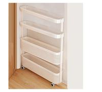RHJOPL Carrello Sottile Con Ruote,dispensa Da Cucina Compatta,carrello Portaoggetti Ultrasottile Con Ruote,carrello Estraibile Sottile Con 3-5 Ripiani,for Piccoli Spazi(White,90x40x15cm)