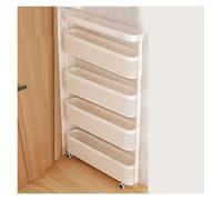 RHJOPL Carrello Sottile Con Ruote,dispensa Da Cucina Compatta,carrello Portaoggetti Ultrasottile Con Ruote,carrello Estraibile Sottile Con 3-5 Ripiani,for Piccoli Spazi(White,107x40x15cm)