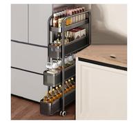 RHJOPL Carrello Sottile Con Ruote,dispensa Da Cucina Compatta,carrello Portaoggetti Ultrasottile Con Ruote,carrello Estraibile Sottile Con 3-5 Ripiani,for Piccoli Spazi(Black,90x40x23cm)