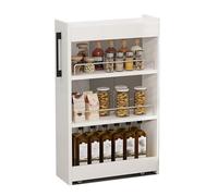 RHJOPL Carrello Sottile Con Ruote,Sottile For Lo Stoccaggio,In Acciaio Zincato, Armadi Stretti Da Pavimento For Piccoli Spazi, Ingresso, Corridoio(White,15x55x80.5cm)