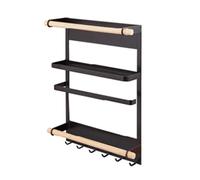RHJOPL Mobiletto portaoggetti sottile, mobiletto da parete, porta spezie a 4 ripiani, mobiletto portaoggetti stretto, for cucina, ufficio, sala da pranzo(Black,13x34x46.4cm)