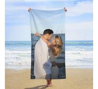 RHMMDIYST Telo mare personalizzato, asciugamano da bagno personalizzato con foto/testo, asciugamano in microfibra spessa, morbido e ad asciugatura rapida, adatto per viaggi, mare, campeggio, nuoto (1