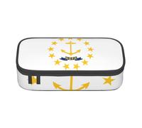 Rhode Island State Flag - Astuccio grande capiente per cancelleria, con cerniera, per ragazzi, ragazze, studenti, scuola, Nero , Taglia unica, Valigia