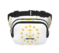 Rhode Island State Flag Print Square Double Layer Funzionalità Marsupio Unisex Crossbody Pack Travel Workout, Nero, Taglia Unica, Nero, One Size