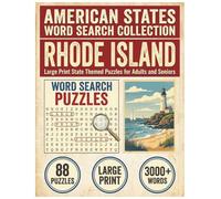 Rhode Island Word Search Puzzle Book: Large Print State Themed Puzzles for Adults and Seniors: Explore Local Cities, History, Facts and Caverns & Caves with Alphabetical Word Lists