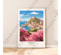 Rhodes Viaggi Stampa Illustrazione Art da Parete Décor Grecia Poster Regalo