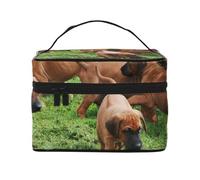 Rhodesian Ridgebacks Cani Cuccioli Animali Domestici Famiglia, Borsa da viaggio per il trucco da donna, Grande organizer per cosmetici