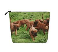 Rhodesian Ridgebacks Cani Cuccioli Animali Domestici Famiglia, Borsa per cosmetici in lino sintetico Borsa per trucco Borsa da viaggio portatile
