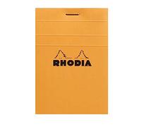 RHODIA 11200C - Bloc-Notes a punto metallico N°11 Orange - A7 7,4 x 10,5 cm - Quadretti piccoli - 80 fogli staccabili - Carta Clairefontaine Bianca 80g/m² -COPERTINA in carta trattata morbida