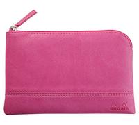 RHODIA 116742C - Astuccio con cerniera simil cuoio - Fucsia - Dimensioni L (21 x 28 cm) - vere cuciture - Interno in tessuto arancione - documenti, piccole forniture da ufficio
