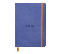 RHODIA 117408C - taccuino morbido ZAFFIRO - A5 14,8X21cm - a righe - 160 pag. - Carta Clairefontaine Avorio 90g/m² - segnalibro, chiusura con elastico - COPERTINA Simil Cuoio - Collezione Rhodiarama