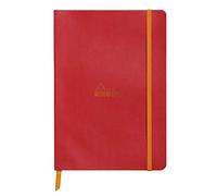 RHODIA 117413C - Taccuino flessibile papavero - A5 - a righe - 160 pagine - Carta Clairefontaine Avorio 90 g/m - Segna-pagina, Chiusura con elastico - Copertina Simil Cuoio - Collezione Rhodiarama