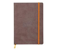 RHODIA 117453C - taccuino morbido Cioccolato - A5 14,8X21cm - Puntinato DOT - 160 pag. - Carta Clairefontaine Avorio 90g/m² - segnalibro, chiusura con elastico - Simil Cuoio - Collezione Rhodiarama