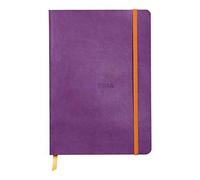 RHODIA 117460C - taccuino morbido VIOLA - A5 14,8X21cm - Puntinato DOT - 160 pag. - Carta Clairefontaine Avorio 90g/m² - segnalibro, chiusura con elastico - Simil Cuoio - Collezione Rhodiarama