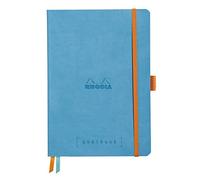 RHODIA 117576C - Taccuino flessibiIe BULLET JOURNAL GOALBOOK turchese - A5 - Puntinato Dot - 240 pagine - Carta Clairefontaine bianca 90g - 2 Segnapagina, Chiusura con elastico - Copertina Simil Cuoio