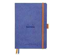 RHODIA 117577C - taccuino morbido Bullet Journal Goalbook ZAFFIRO - A5 14,8X21cm - Puntinato DOT - 240 pag. - Carta Clairefontaine Bianca 90g/m² - 2 nastri, chiusura con elastico - Simil Cuoio