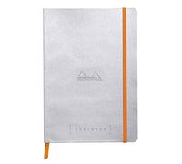 RHODIA 117741C - taccuino mOrobido Goalbook Argento - A5 14,8X21cm - Puntinato DOT - 240 pag. - Carta Clairefontaine AvOroio 90g/m² - 2 nastri, chiusura con elastico - Simil Cuoio