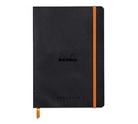 RHODIA 117742C - taccuino mOrobido Goalbook Black - A5 14,8X21cm - Puntinato DOT - 240 pag. - Carta Clairefontaine AvOroio 90g/m² - 2 nastri, chiusura con elastico - Simil Cuoio
