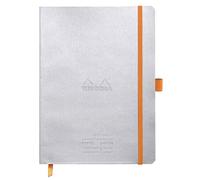 RHODIA 117781C -Taccuino flessibile Meeting Argento- A5+ -Pre-stampato Data/Note/Attività -160 pagine Staccabili -Carta Clairefontaine 90g|Segna-pagina, Porta-matita- Copertina Simil Cuoio- Rhodiarama