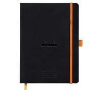 RHODIA 117782C -Taccuino Flessibile Meeting Nero- A5+ - Pre-stampato Data/Note/Attività -160 pagine Staccabili- Carta Clairefontaine 90G- Segna-pagina, Porta matite -Copertina Simil Cuoio- Rhodiarama