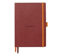 RHODIA 117801C -Taccuino flessibiIe BULLET JOURNAL GOALBOOK Rosso arancio-A5 -Puntinato Dot- 240 pagine -Carta Clairefontaine Avorio 90g-2 Segnapagina, Chiusura con elastico- Copertina Simil Cuoio