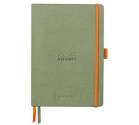 RHODIA 117805C -Taccuino flessibiIe BULLET JOURNAL GOALBOOK verde celadon -A5 -Puntinato Dot - 240 pagine-Carta Clairefontaine Avorio 90g- 2 Segnapagina, Chiusura con elastico-Copertina Simil Cuoio