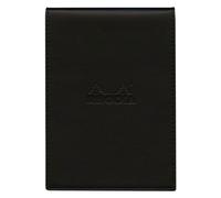 RHODIA 118139C - Astuccio portablocco+ Bloc-Notes a punto metallico N°13 NERO - A6 11,5 x 15,8 cm - Quadretti piccoli - 80 fogli staccabili - Carta Clairefontaine Bianca 80g/m² - portamatita - Simil Cuoio