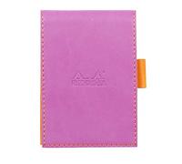 RHODIA 118211C - Astuccio portablocco+ Bloc-Notes a punto metallico N°11 Lilla - A7 8,4 x 11,5 cm - a righe - 80 fogli staccabili - Carta Clairefontaine Bianca 80g/m² - portamatita - Simil Cuoio - Collezione rama