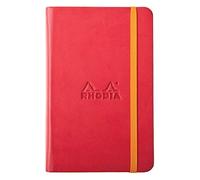 RHODIA 118633C - Taccuino Rigido papavero - A6 - 192 pagine - Carta Clairefontaine Uni Avorio 90 g/m - Segna-pagina, Chiusura con elastico - Copertina Simil Cuoio - Collezione Rhodiarama