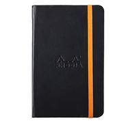 RHODIA 118642C - Taccuino rigido NERO - 9 x 14 cm - a righe - 192 pag. - Carta Clairefontaine AvOroio 90g/m² - segnalibro, chiusura con elastico - COPERTINA Simil Cuoio - Collezione Rhodiarama