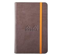 RHODIA 118643C - Taccuino rigido Cioccolato - 9 x 14 cm - a righe - 192 pag. - Carta Clairefontaine AvOroio 90g/m² - segnalibro, chiusura con elastico - COPERTINA Simil Cuoio - Collezione Rhodiarama