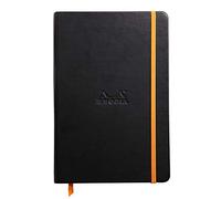 RHODIA 118742C - Taccuino Rigido Nero - A5 - A righe - 192 pagine - Carta Clairefontaine Avorio 90 g/m - Segna-pagina, Chiusura con elastico - Copertina Simil Cuoio - Collezione Rhodiarama