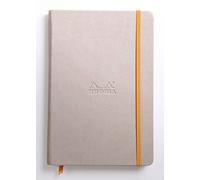RHODIA 118745C - Taccuino Rigido Beige - A5 - a righe - 192 pagine - Carta Clairefontaine Avorio 90 g/m - Segna-pagina, Chiusura con elastico - Copertina Simil Cuoio - Collezione Rhodiarama