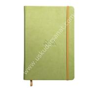 RHODIA 118746C - Taccuino Rigido anice - A5 - A righe - 192 pagine - Carta Clairefontaine Avorio 90 g/m - Segna-pagina, Chiusura con elastico - Copertina Simil Cuoio - Collezione Rhodiarama